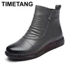TIMETANG Herbst frauen Schuhe Leder Stiefel Frauen Mode Winter Stiefel Frauen Warm Non-slip Flache