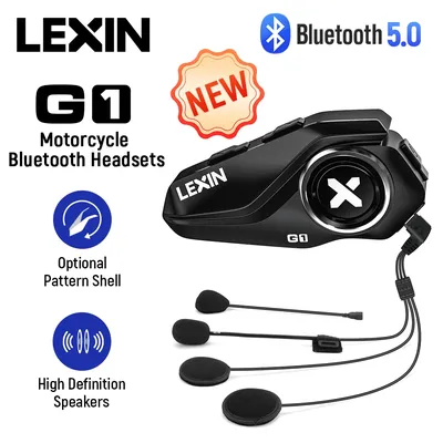 2024 Neue Lexin G1 Motorrad-Bluetooth-Headsets für Helm, Bluetooth 5.0, High-Definition-Lautsprecher, Upgrade der Klangqualität Image