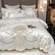Nordische Bettwäsche Set Luxus Gold Feder Stickerei 100 ägyptische Baumwolle Doppel Bett bezug