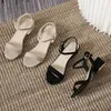 34 36 38 39 sommer Mode Schuhe für Frauen Sandalen Mujer 2021 Faux Wildleder String Bead Frauen Schuhe Platz Ferse offene spitze Sandalen