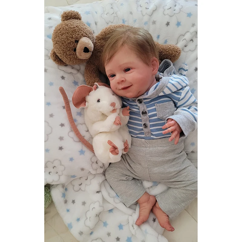 45 cm große Reborn-Puppe, Sebastian-Baumwollkörper mit 3D-Haut, mehrere Schichten, lebensechte, handbemalte, sichtbare Adern, Soft-Touch-Puppengeschenke