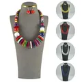 3 stücke Ohrringe plus Halskette Boho-Stil Schmuck Set mehr schicht iges Design rot gelb blau machen