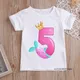 Mädchen Meerjungfrau Geburtstag Anzahl T-Shirt Kinder Geburtstag Mädchen Familie T Shirt Weiß