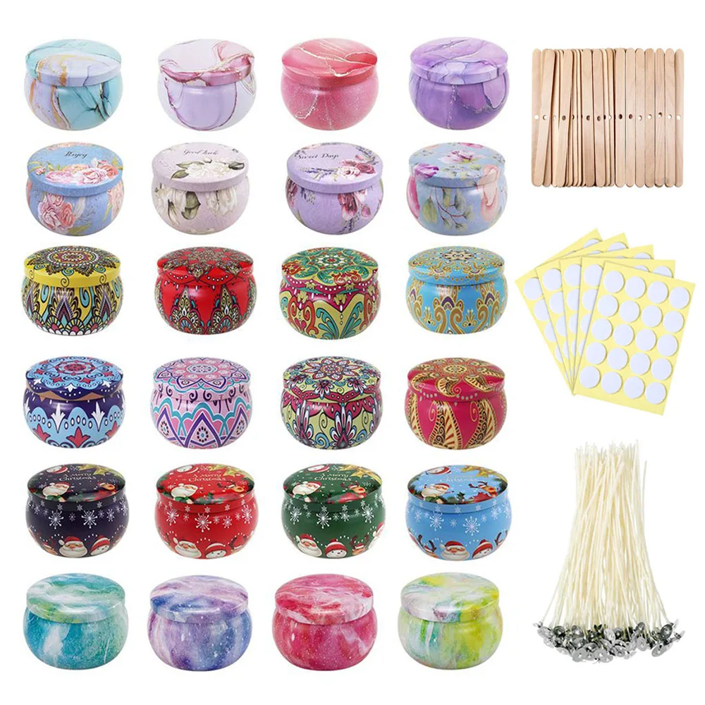 6/12/20PCS Leere Weißblech Box Dosen Dosen Kerze Gläser Herstellung kit Container Dochte Aufkleber für ätherisches Öl Soja DIY Kerze Machen Image