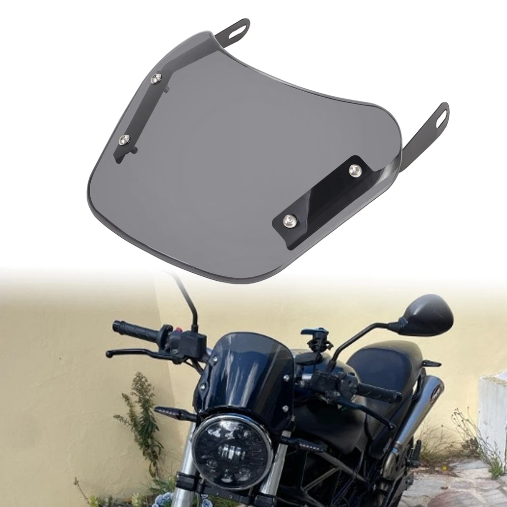 Graue Motorrad-Windschutzscheibe, Windabweiser, Windschutzscheibe, universell für Harley, Honda, Yamaha, Kawasaki, Suzuki, 6,5 Zoll – 9,45 Zoll Scheinwerfer Image