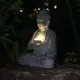 Harz Buddha Statue Skulptur solar betriebene LED Licht Zen asiatischen japanischen Garten Dekoration