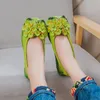 Hohe Qualität Retro Floral Ballerinas frauen Schuhe Neue Trend Faulenzer Damen Echtes Leder Schuhe
