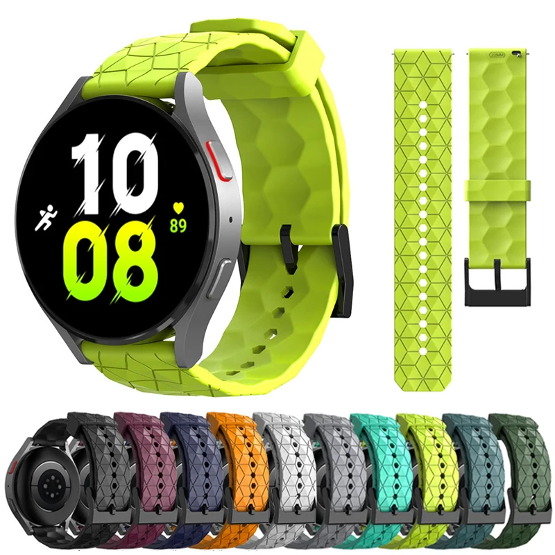 20 mm 22 mm Silikonarmband für Samsung Galaxy Watch 7 6 5 4 Classic 44 40 mm 42 mm 46 mm Huawei GT 2/3/4 Fußballmuster Sportarmband Image