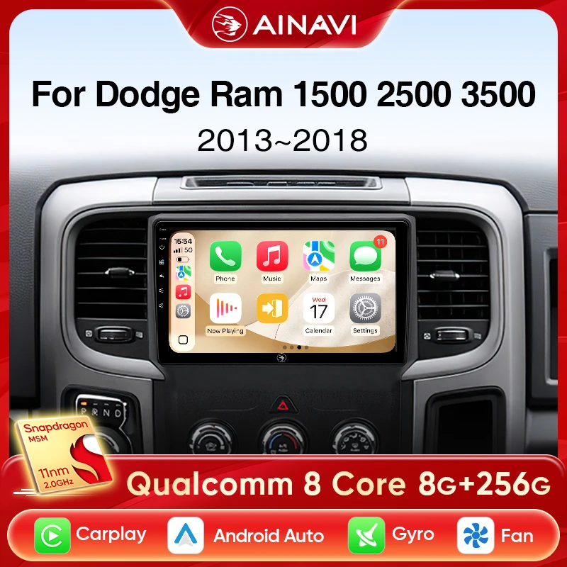 Ainavi Auto Radio Multimedia-Player Für Dodge Ram 1500 2500 3500 2013-2018 Drahtlose Carplay Android Auto Auto Stereo 48EQ GPS DSP Image