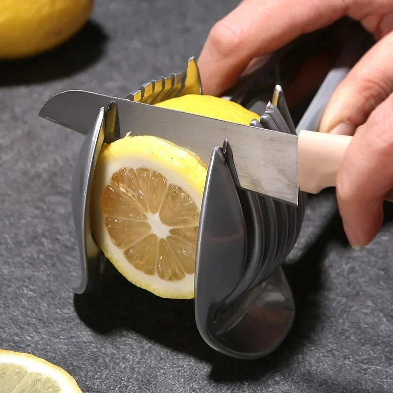 Küche Gadgets Handliche Edelstahl Zwiebel Halter Kartoffel Tomaten Slicer Gemüse Obst Cutter Sicherheit Kochen Werkzeuge Zubehör