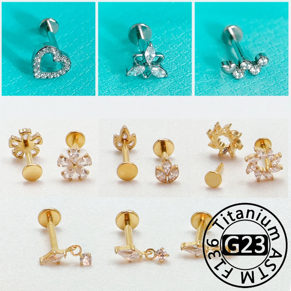 F136 Titan Septum Piercing Lippe Ohrknorpel Tragus Knorpel Spirale Helix CZ Körper Ringe Scharnier Segment 16G Charming Schmuck Image