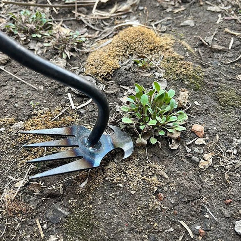 1pc Mangan stahl Garten Unkraut pflanzen Gras wurzeln lose Boden Hand Jäten tfernung Abzieher Gartengeräte multifunktion ale Unkraut vernichter Image