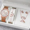 5 teile/satz Genf Uhr Mode Plastik band Frauen Uhren Strass Herz Schmuck Set Damen Quarzuhr (ohne