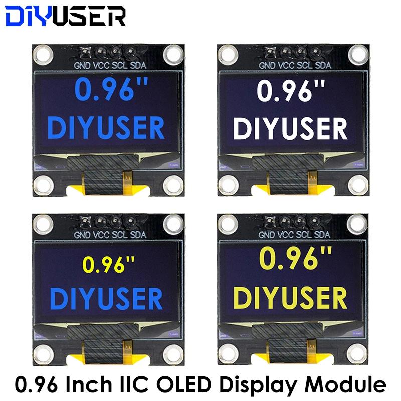 0,96 Zoll oled IIC Serielles weißes/blaues/gelbes blaues OLED-Anzeigemodul 128 x 64 I2C SSD1306 12864 LCD-Bildschirmplatine für Arduino Image