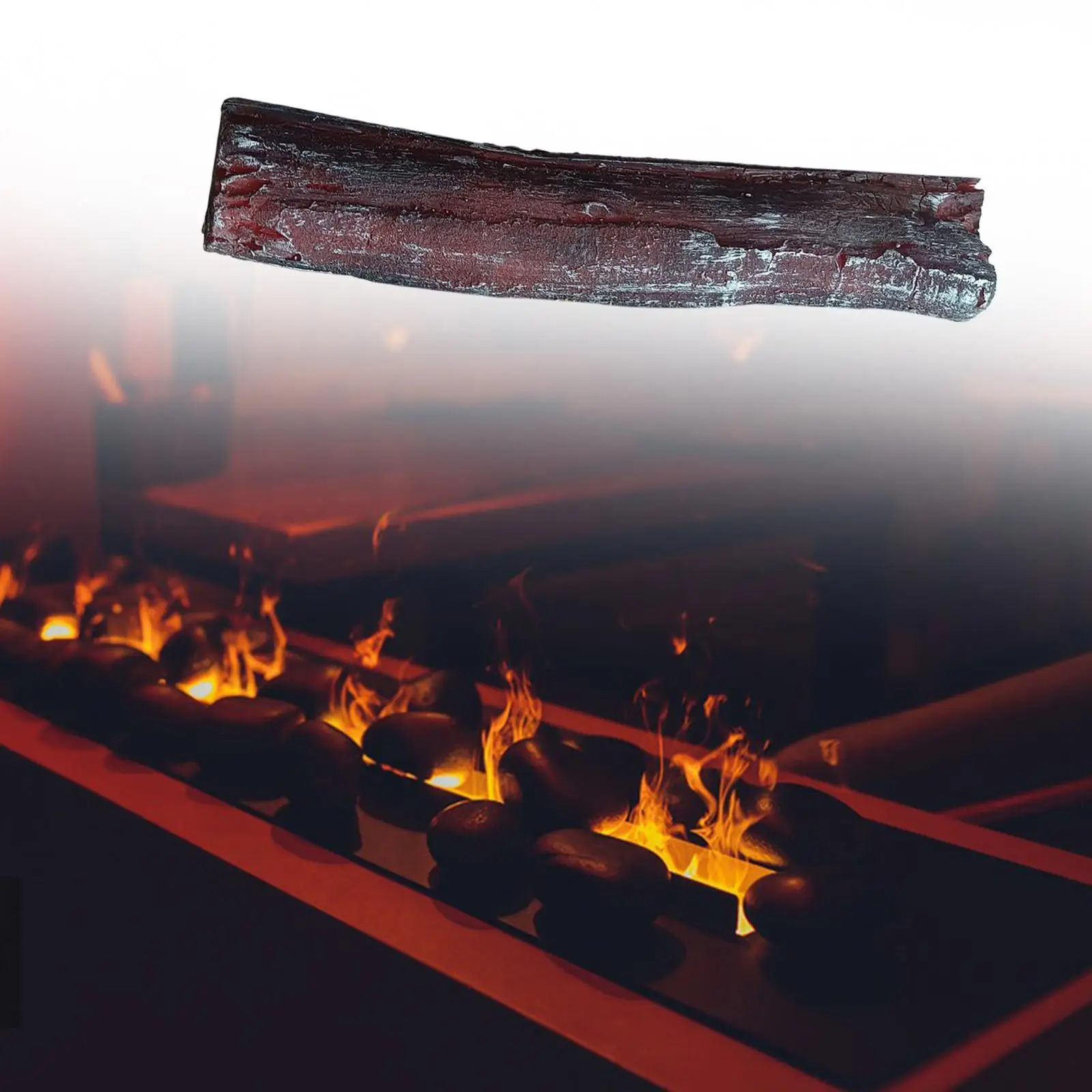 Simulation Flamme Holzkohle streifen rollenden Grill korb europäischen Harz Kamin Brennholz Requisiten für Indoor Outdoor Schlafzimmer Kinder Image