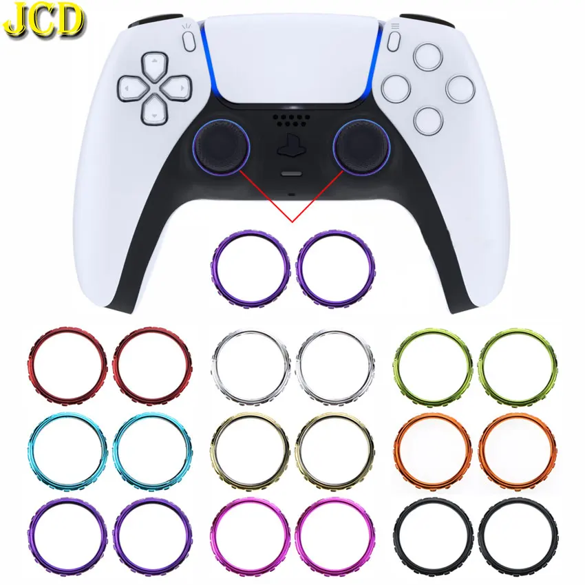 JCD 2 Stück Ersatzzubehör Chrom-Thumbstick-Akzentringe für Sony Playstation 5 DualSense 5 PS5-Controller Image