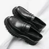 Herbst Schwarz Oxford Schuhe Männer Dicken sohlen Große-kappe Schuhe Muffins Formale Business Schuhe