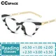 R57283 Dreieck Cat Eye Lesebrille Frauen Luxus Metall aushöhlen Kette presbyopische Brille diopt