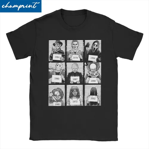 Horror Gefängnis T-Shirt Männer Frauen Baumwolle T-Shirts Halloween Michael Myers Chucky Jason