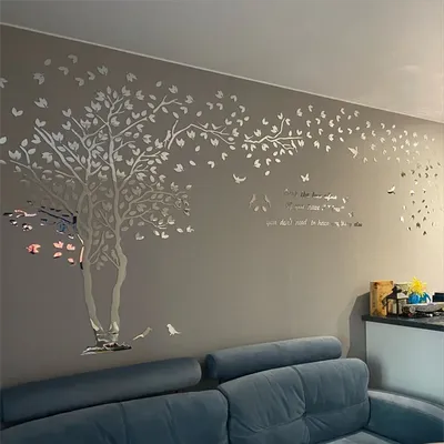 3D Love Tree Wand Aufkleber, Wohnzimmer Dekor, Acryl Spiegel Aufkleber, TV Hintergrund Tapete, Wohn Image