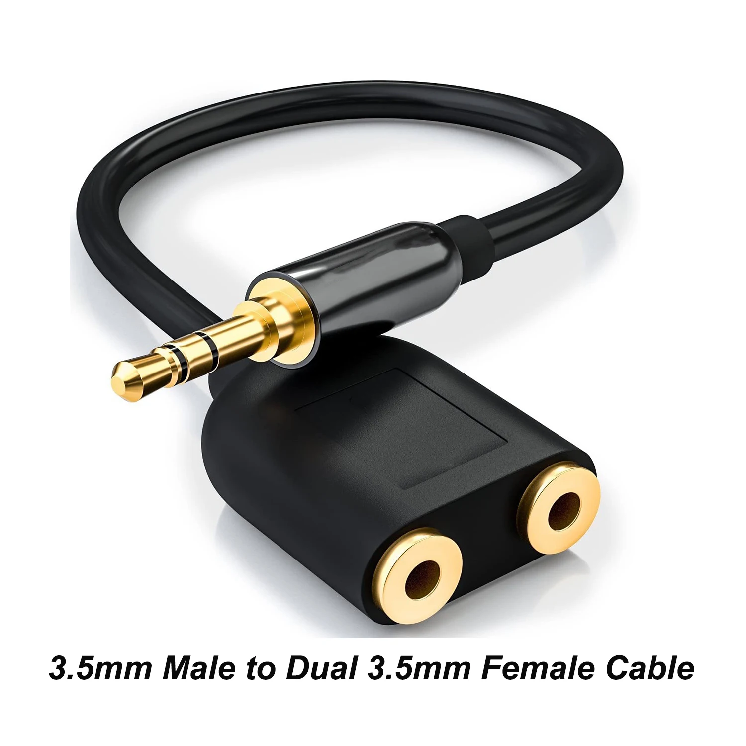 3,5-mm-Audio-Splitter-Verlängerungskabel, Stereo-Y-Splitter, Hi-Fi-Sound, Kopfhörer-Konverter, 3,5-mm-Stecker auf 2-Buchse, 3,5-mm-Buchse Image
