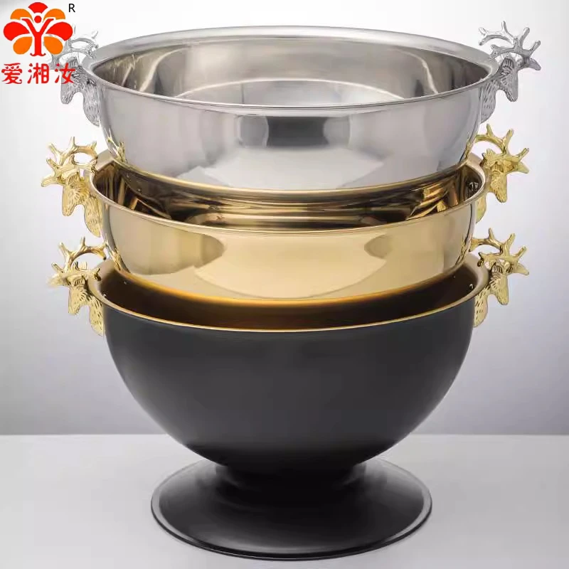 Aixiangru 13.5L Ice Bucket weinkühler Wine cooler Eis Eimer Mit Deer Kopf Griff Bier Whiskey Edelstahl Champagner Becken Bar Zubehör Image