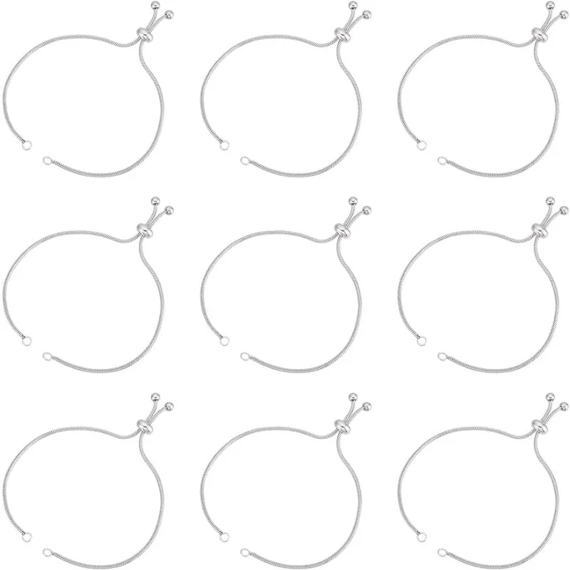 10 Strang Edelstahl verstellbare Schieber kette Armband jede Seite 9 "(230mm) Slider Extender Ketten mit Kugel enden für Schmuck Image