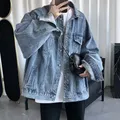 Herren Jeans jacke Herren jacke Retro Hip Hop Style Jeans jacke mit mehreren Taschen plus Größe