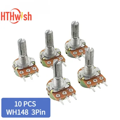 10PCS WH148 Linear Potentiometer 20mm 3pin Mit Muttern Und Unterlegscheiben 1K 2K 5K 10K 20K 50K Image
