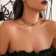 Punk geschichtete schwarze Perlen Kette kurze Choker Halskette für Frauen trend ige einfache Ketten