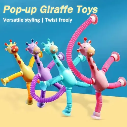 Kinder Teleskop Saugnapf Giraffe Spielzeug Pop-up Rohr Teleskop Giraffe Spielzeug für Jungen Mädchen