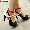 Asumer große Größe 34-43 neue 2024 Damen Sandalen Schnalle Peep Toe Schnalle Peep Toe Sommerschuhe 8cm High Heels Damen Hochzeits schuhe