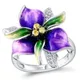 Heißer Verkauf Klassischen Zarten Lila Epoxy Blumen Gelb Kristall Designer Ring für Frauen AAA