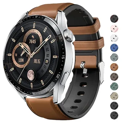 20 mm 22 mm Leder- und Silikon-Hybridarmband für Samsung Galaxy Watch4 6 Classic 47 mm 46 mm/Galaxy Watch6 40 mm 44 mm Bandarmband Image