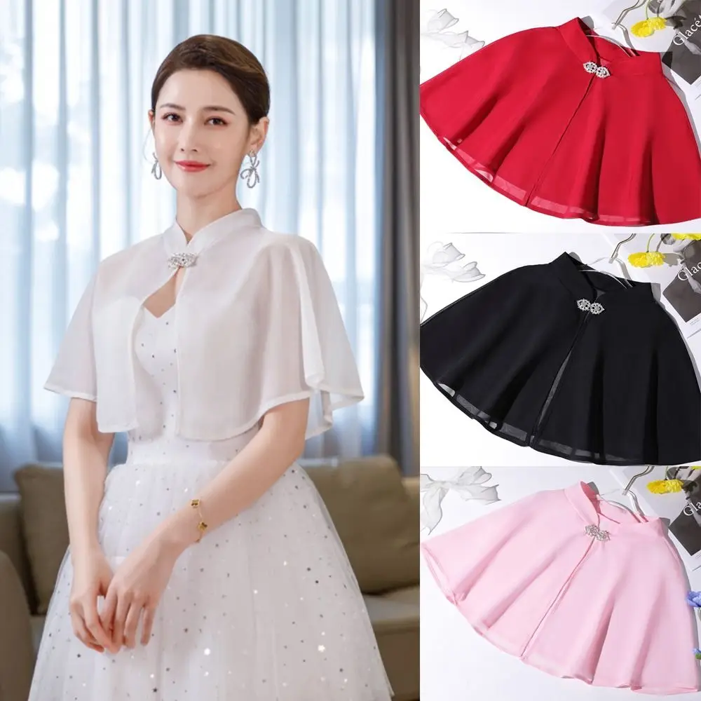 Frauen Chiffon Schal Bunte Weiche Elegante Formale Sheer Cape Braut Wrap Hochzeit Cosplay Schal Abend Prom Cape Image