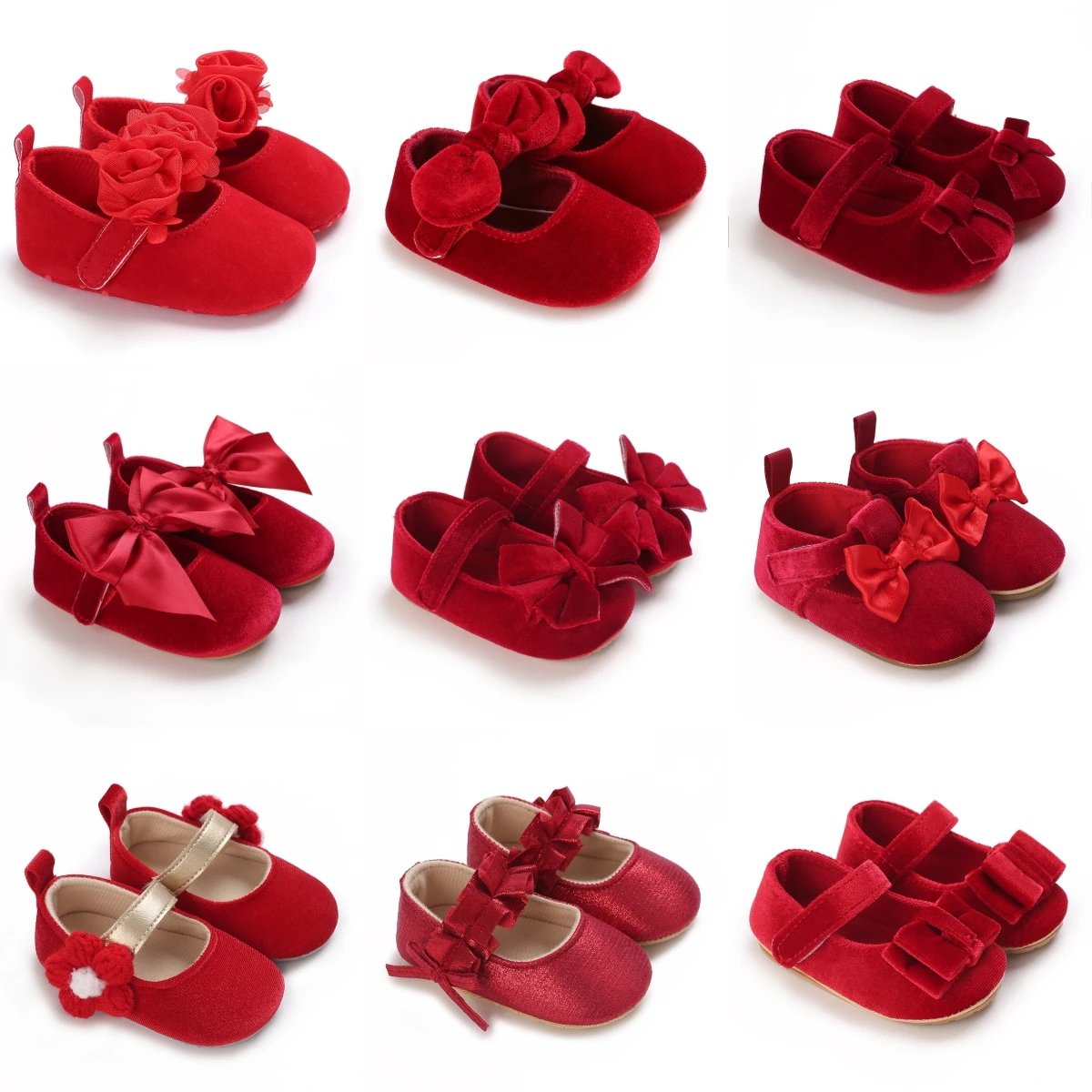 Rote Babyschuhe, Prinzessin, modische Turnschuhe für Kleinkinder, weiche Sohle, rutschfeste Lauflernschuhe für 0–1 Jahre alte Babys, Tanzschuhe