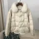 2024 echte Fuchs Nerz Pelz Kragen Winter Frauen weiße Ente Daunen jacke Damen Vintage kurze warme