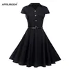 2025 sommer Casual Kleid Vintage Rockabilly 50 der Frauen Jurken Party Swing Vestidos Schwarz Rot