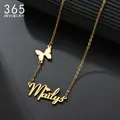 Personalisierte Angepasst Halskette Schmetterling Anhänger Edelstahl Gold Farbe Name Halsketten