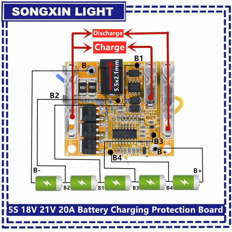 5s 18v 21v 20a Batterie lades chutz platine Li-Ionen-Lithium-Akkupack-Schutz platine BMS-Modul für Elektro werkzeuge Image
