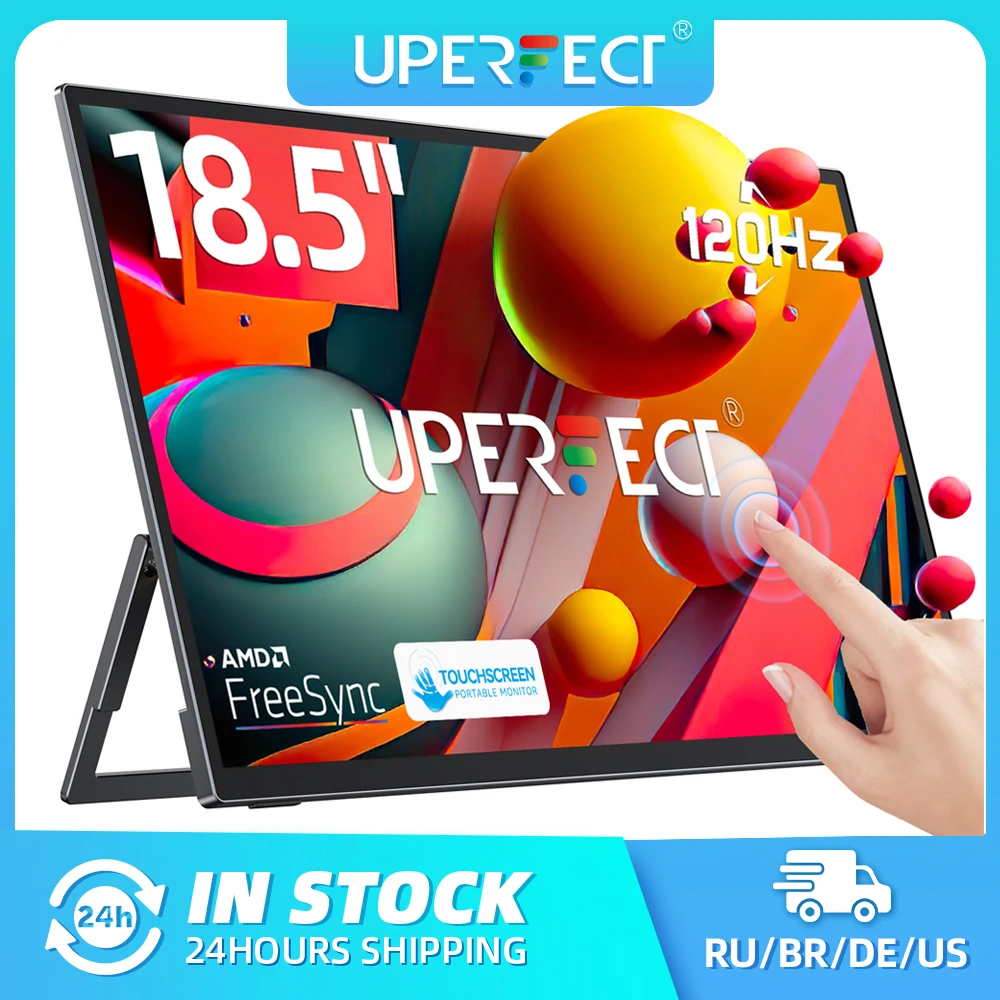 UPERFECT 18,5 Zoll Touchscreen Smart Portable Monitor mit Metallrahmen FreeSync 100 % sRGB HDR 120 Hz Gaming-Bildschirmverlängerung für Switch Xbox PS5 Laptop Image