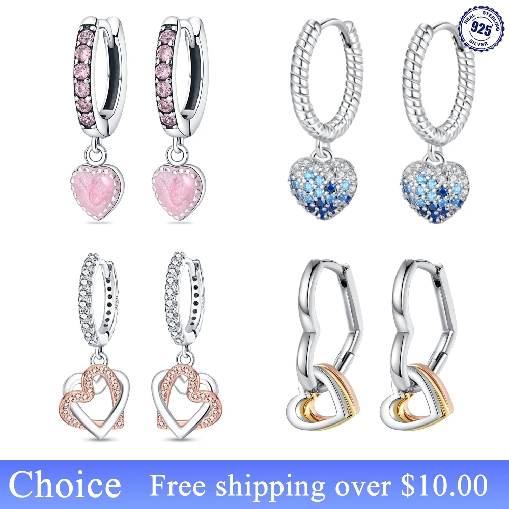Heiße Art S925 Sterling Silber Ohrringe Liebe Herz Thema Serie Frauen Creolen Urlaub Hochzeit Feine Mädchen Schmuck Geschenke