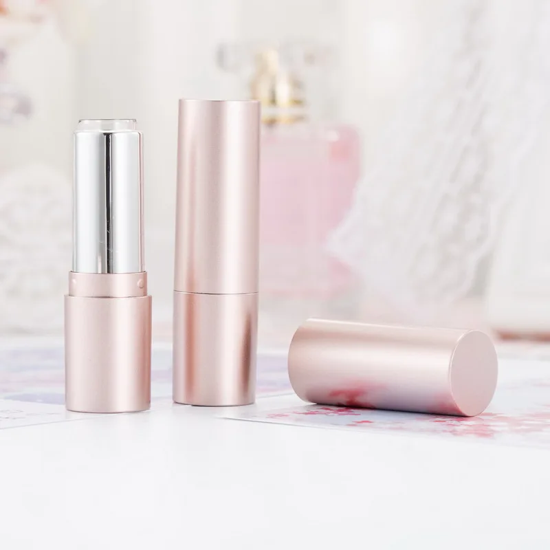 3,5g Lippenstift Rohr Kosmetische Jar Matte Rose Gold Runde Form Leere DIY Lip Balm Lippenstift Rohr 12,1mm Make-Up container Tragbare Image
