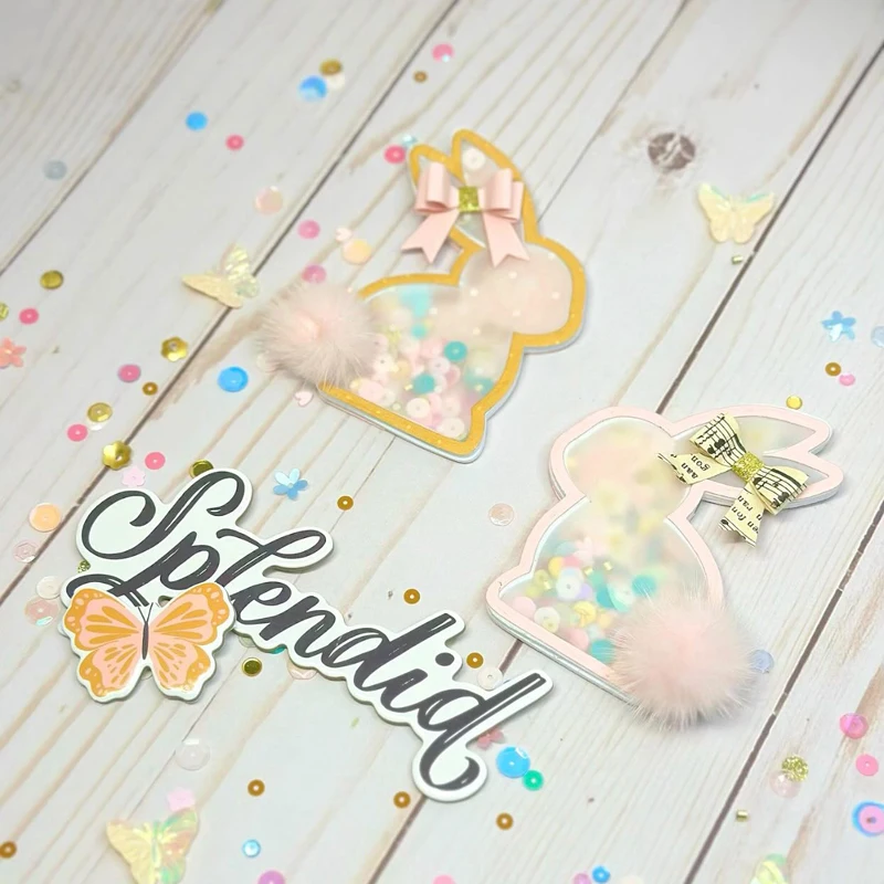 KLJUYP Ostern Bunny Shaker Metall Schneiden Stirbt für Scrapbooking/foto album Dekorative Präge Papier Karte Image