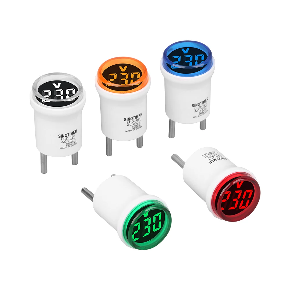 AC 220V/230V EU-Stecker Mini-Spannungsmesser LED Digitalanzeige Voltmeter Amperemeter Kontrollleuchte/Pilotlampe Rot Gelb Blau Weiß Image