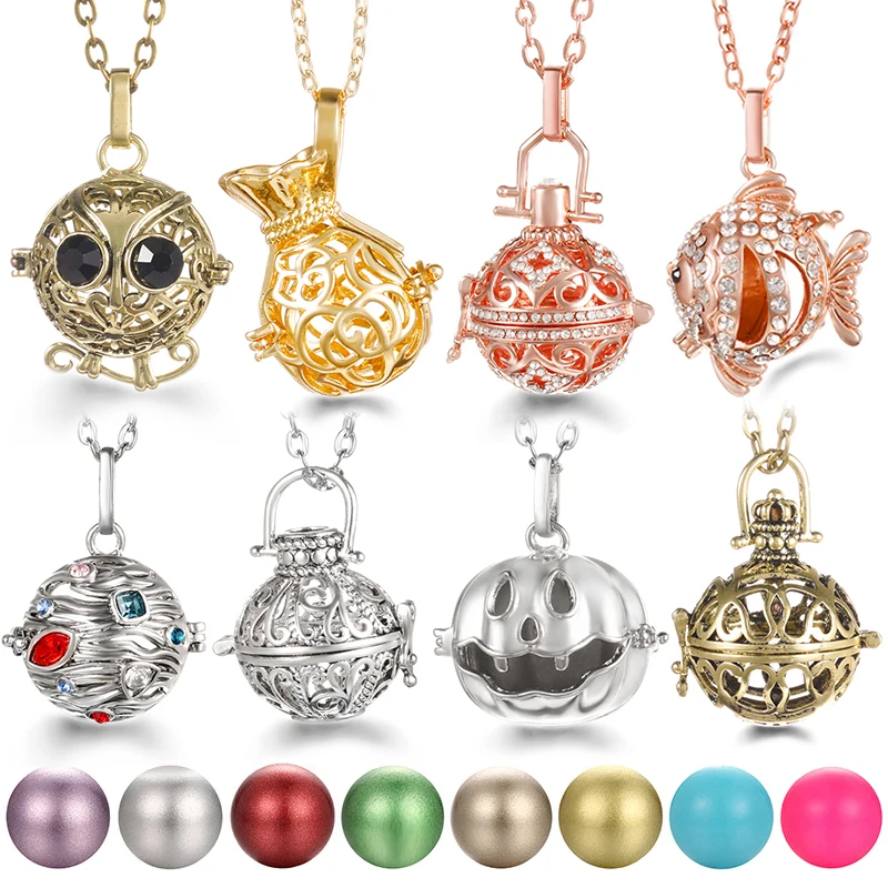 Mexiko Chime Musik Ball Anrufer Medaillons Aromatherapie Glück Tasche Halskette Frau Ätherisches Öl Diffusor Parfüm Anhänger Schmuck Geschenk Image