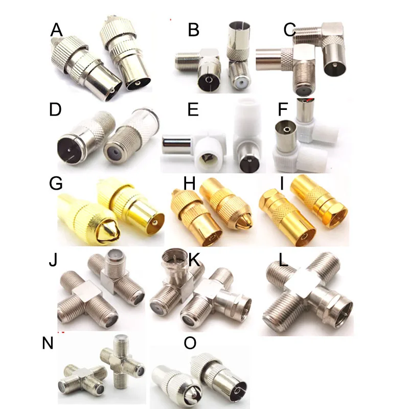 2/5 stücke stücke RF männlich weiblich zu TV Stecker/Buchse Stecker Adapter Koaxial 90 Grad Rechtwinklig/Gerade TV/F TV SAT F-TYPE C1 Image