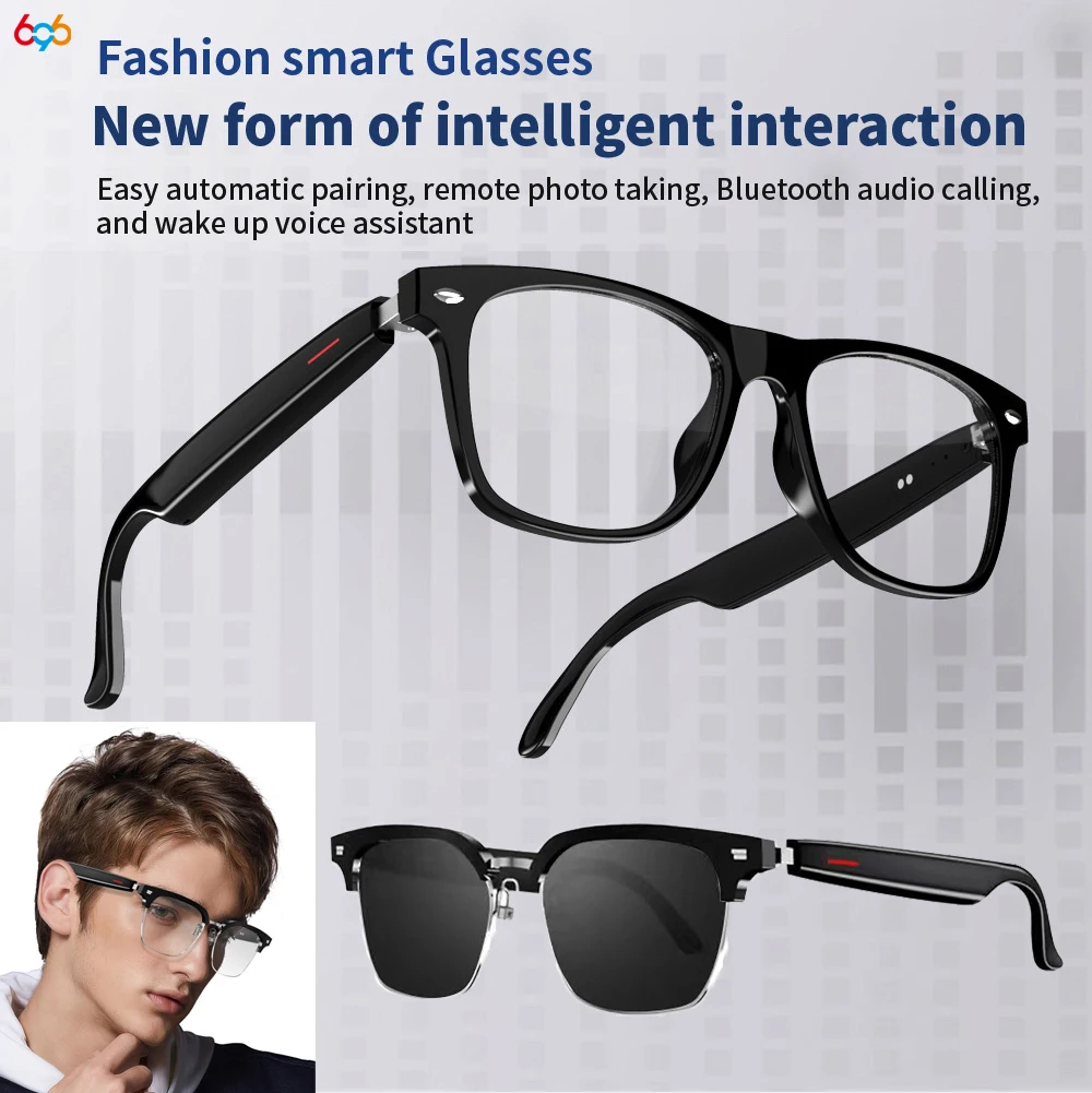 2-in-1-Headset, intelligente Brille, Bluetooth-Audioanruf, AI-Sprachgeräuschunterdrückung, Musikbrille, wasserdichter Lautsprecher, Mikrofone, Anrufe, Brillen Image