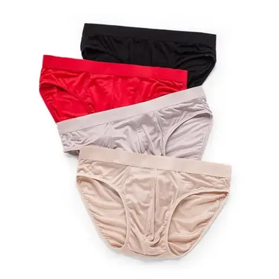 4 PACK Dünne Typ 100% Seide Stricken männer Unterwäsche Slip Plus Größe L XL 2XL 3XL SG108 Image