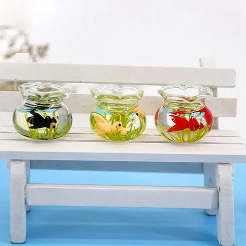 1/12 Puppenhaus Miniatur Glas Aquarium Schüssel Aquarium Puppenhaus Home Ornament Spielzeug für